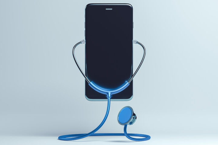 mobiltelefon med stetoskop