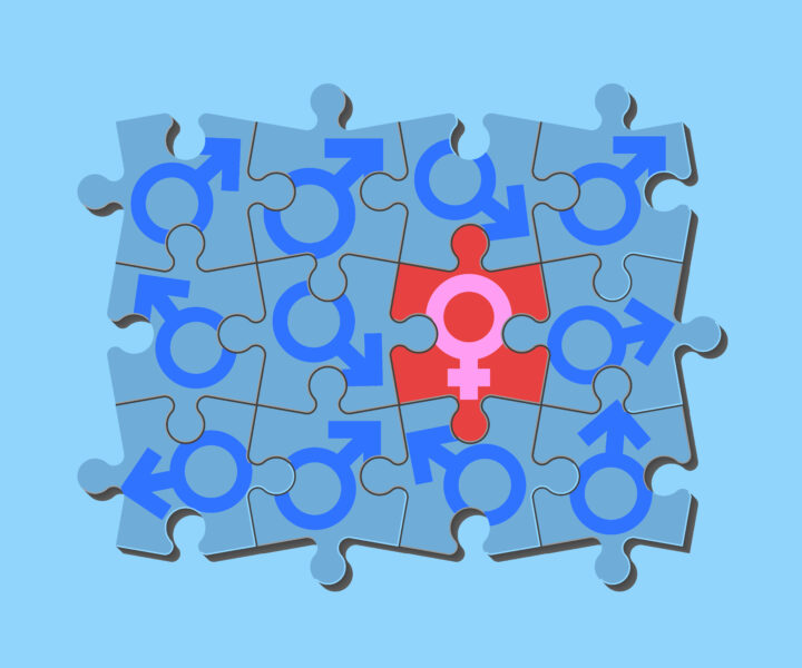 puzzel med man- och kvinnosymbol