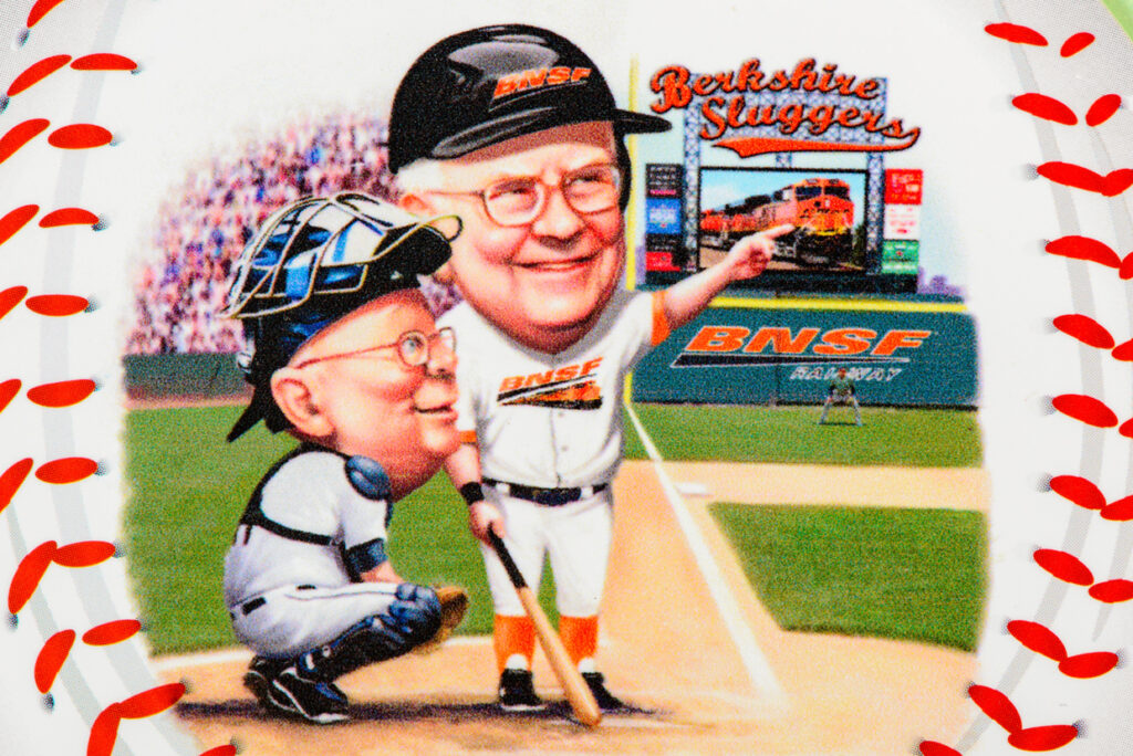 Warren Buffett och Charlie Munger som som två figurer på en baseboll
