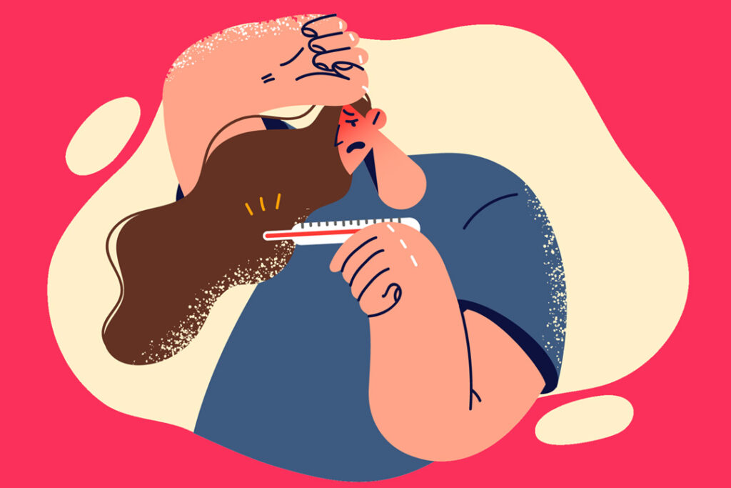 illustration av en person som är sjuk