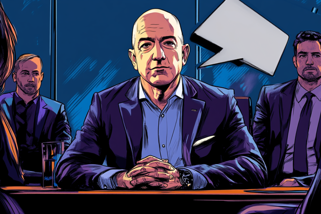 illustration freställandes Jeff Bezos